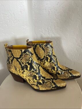 Sam Edelman Yellow Snake-Print Ankle Boots - Women